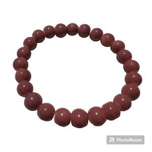 Pink Mauve Round Beads Elastic Bracelet